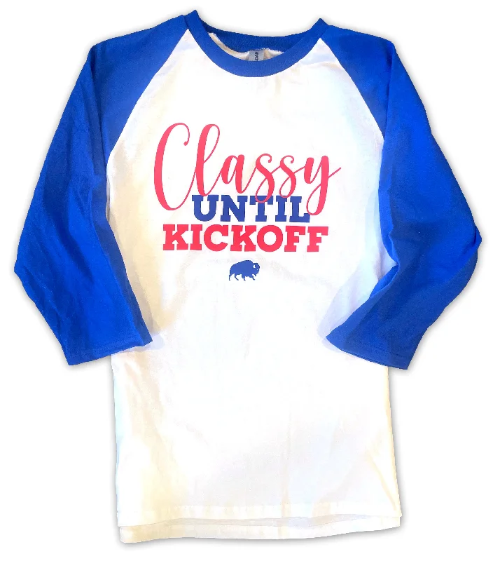 Ringer T Shirt Women with Retro - Inspired StripesClassy Until Kickoff - Raglan T-Shirt Ringer T Shirt Women with Retro - Inspired StripesClassy Until Kickoff - Raglan T-Shirt