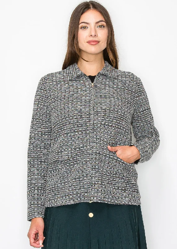 Mock Neck Women's Angora Blend Sweater Dresses in Solid ColorsCollared Knit Jacket with Geometric Pattern Mock Neck Women's Angora Blend Sweater Dresses in Solid ColorsCollared Knit Jacket with Geometric Pattern