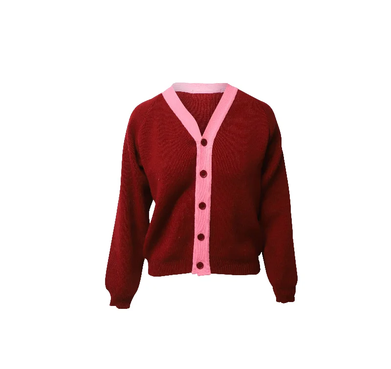 Plus Size Women's Fit - and - Flare Sweater Dresses with Ruffled HemComme des Garçons Girl x Lochaven of Scotland Knit Cardigan in Red and Pink Acrylic Plus Size Women's Fit - and - Flare Sweater Dresses with Ruffled HemComme des Garçons Girl x Lochaven of Scotland Knit Cardigan in Red and Pink Acrylic