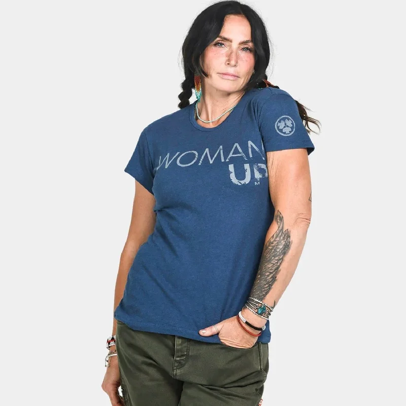 Ringer T Shirt Women with Retro - Inspired StripesDovetail Workwear Women's Woman Up Graphic Crewneck Short Sleeve T-Shirt Ringer T Shirt Women with Retro - Inspired StripesDovetail Workwear Women's Woman Up Graphic Crewneck Short Sleeve T-Shirt