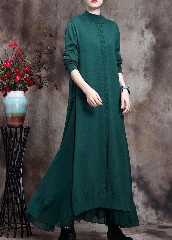 Women's Off - Shoulder Chunky Knit Sweater Dresses in Earth TonesElegant Green Stand Collar asymmetrical design Fall Knit Sweater Dress Women's Off - Shoulder Chunky Knit Sweater Dresses in Earth TonesElegant Green Stand Collar asymmetrical design Fall Knit Sweater Dress
