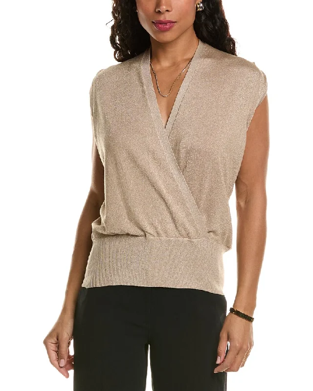 ELIE TAHARI FAUX WRAP SWEATER