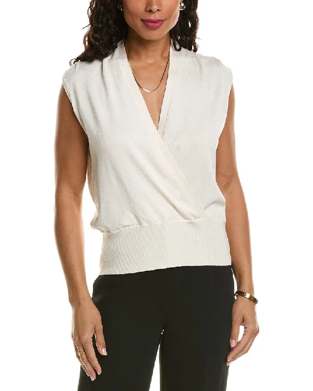 Hooded Women's Fleece - Lined Sweaters for WinterElie Tahari Faux Wrap Sweater