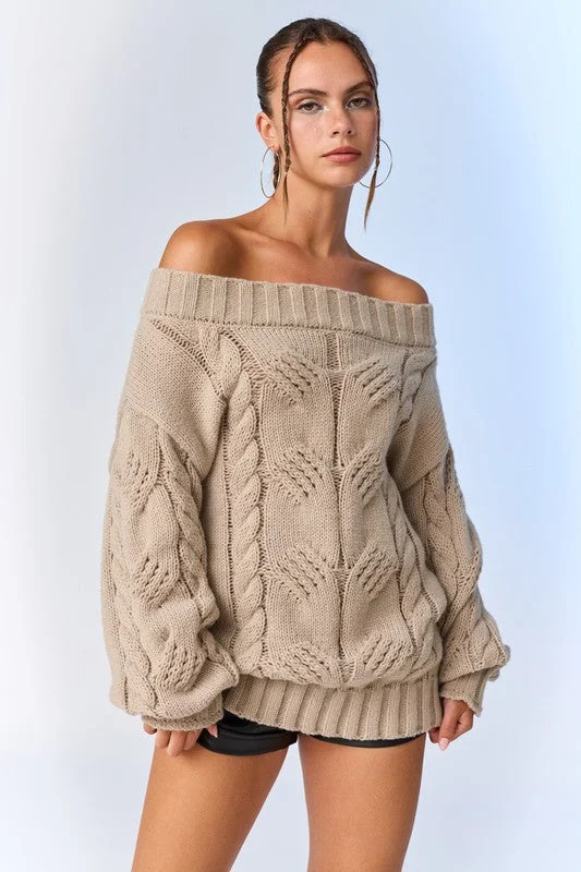 Women's Long Sleeve Turtleneck Cashmere SweatersPREORDER - Ella Oversized Cable Knit Sweater Women's Long Sleeve Turtleneck Cashmere SweatersPREORDER - Ella Oversized Cable Knit Sweater