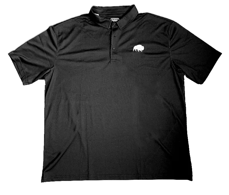 Embroidered Buffalo - Pique Polo Shirt - Black