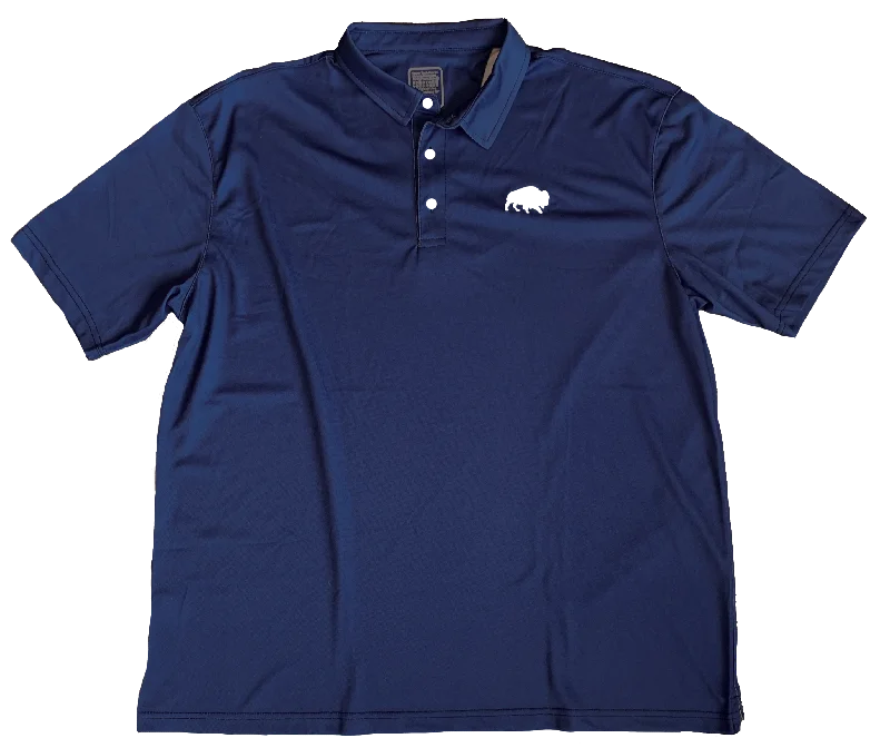 Embroidered Buffalo - Pique Polo Shirt - Blue