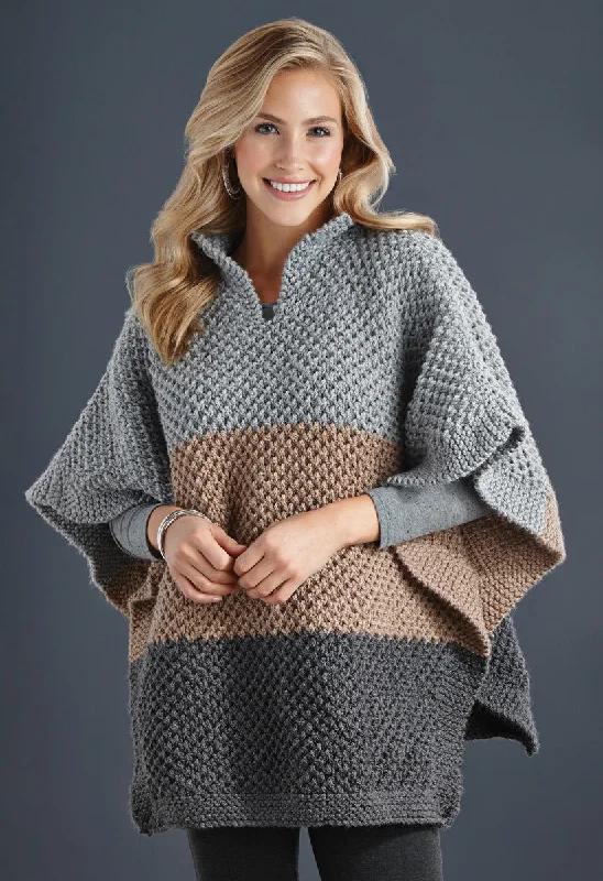Plus Size Women's Belted Cable Knit SweatersFree Brioche Poncho Pattern
