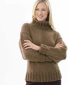 Hooded Women's Fleece - Lined Sweaters for WinterFree Turtleneck Knit Pattern