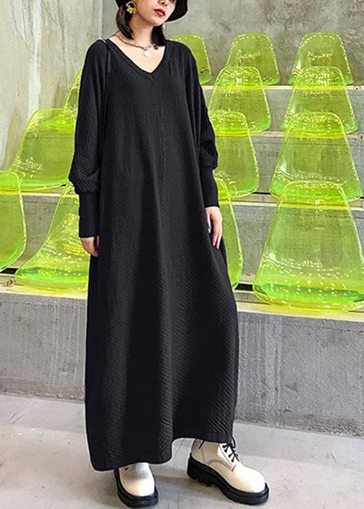 Belted Women's Cotton Blend Sweater Dresses for a Casual LookFrench Black V Neck knitting Cotton Casual Fall Knit Dress Belted Women's Cotton Blend Sweater Dresses for a Casual LookFrench Black V Neck knitting Cotton Casual Fall Knit Dress