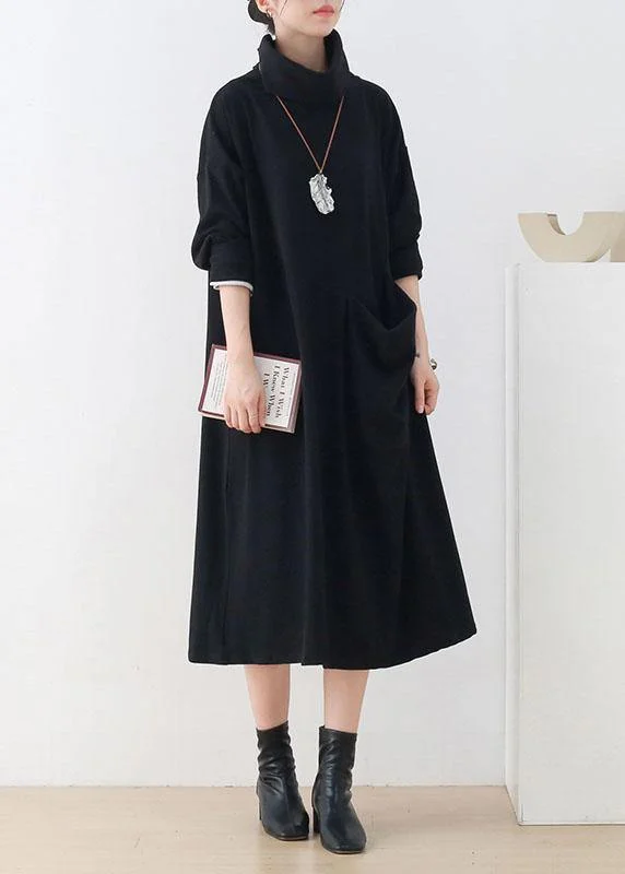V - Neck Women's Ribbed Sweater Dresses with Belt for a Defined WaistHandmade Black Loose Turtleneck Fall Cotton Dress Long sleeve V - Neck Women's Ribbed Sweater Dresses with Belt for a Defined WaistHandmade Black Loose Turtleneck Fall Cotton Dress Long sleeve