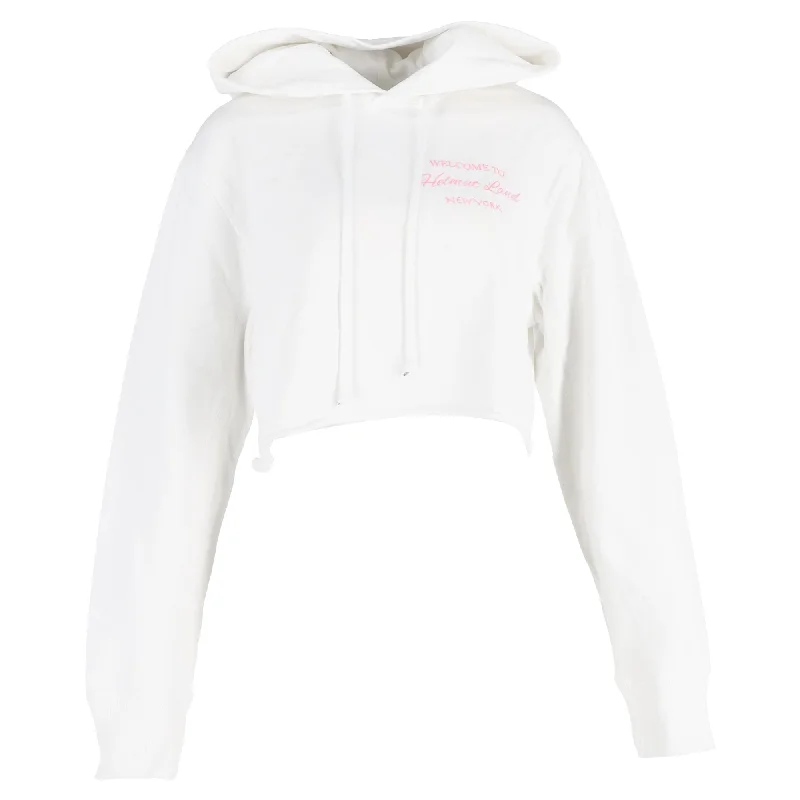Bell - Sleeve Women's Mohair - Wool Blend SweatersHelmut Lang Cropped Slogan Embroidered Hoodie In White Cotton Bell - Sleeve Women's Mohair - Wool Blend SweatersHelmut Lang Cropped Slogan Embroidered Hoodie In White Cotton