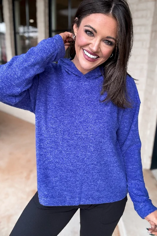 Plus Size Women's Ruffled Hem Sweaters in Floral PrintsHooded Brushed Melange Hacci Sweater Plus Size Women's Ruffled Hem Sweaters in Floral PrintsHooded Brushed Melange Hacci Sweater