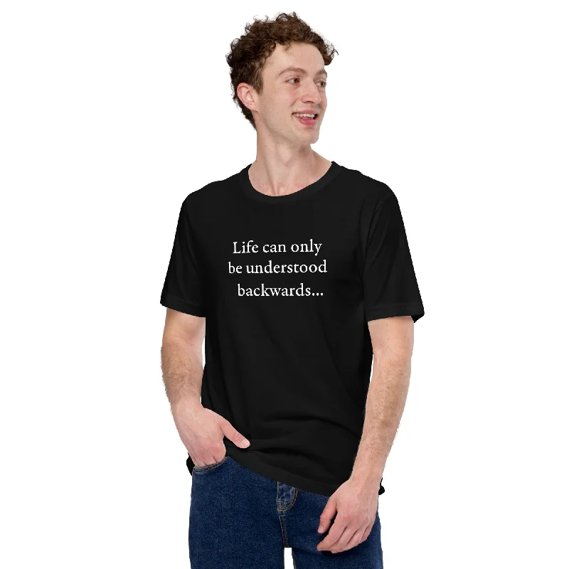 Sequined Women T Shirt for a Sparkly Night OutKierkegaard Quote - Life can only be understood backwards - Basic T-Shirt Sequined Women T Shirt for a Sparkly Night OutKierkegaard Quote - Life can only be understood backwards - Basic T-Shirt