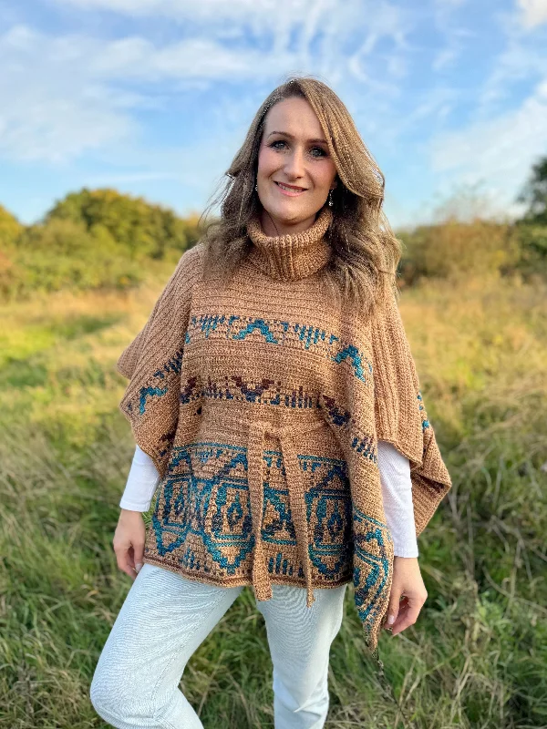 Sleeveless Women's Silk - Trimmed Sweaters for SummerLabyrinth Poncho