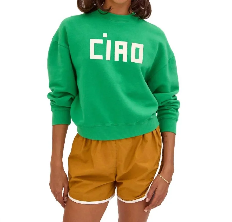 Le Drop Sweater In Green W/ Cream Block Ciao