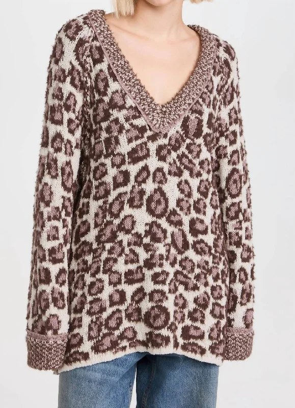 Plus Size Women's Open - Front Cardigan Style Sweater DressesLittle Animal Pullover In Grey Antler Combo