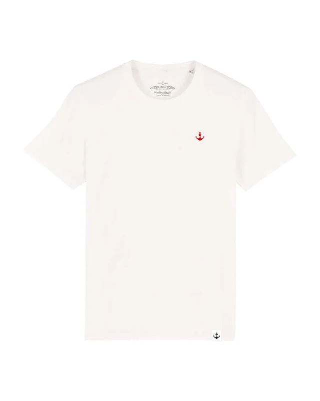 Muscle Women T Shirt for a Sporty and Casual LookLogo Stitch T-Shirt - Off White/Red Muscle Women T Shirt for a Sporty and Casual LookLogo Stitch T-Shirt - Off White/Red