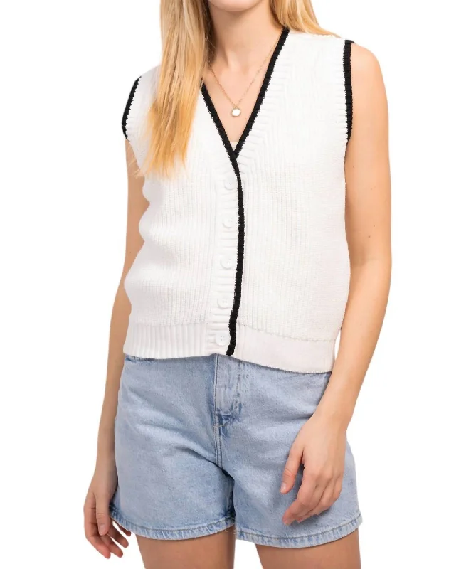 Plus Size Women's Tunic - Style Sweater Dresses with PocketsLucy Sweater Vest In White Plus Size Women's Tunic - Style Sweater Dresses with PocketsLucy Sweater Vest In White