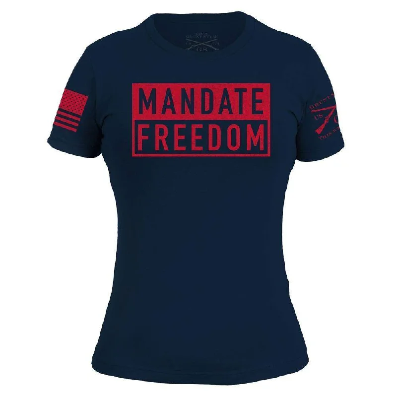 Crop Top Women T Shirt to Pair with High - Waisted BottomsWomen's Mandate Freedom T-Shirt - Navy Crop Top Women T Shirt to Pair with High - Waisted BottomsWomen's Mandate Freedom T-Shirt - Navy