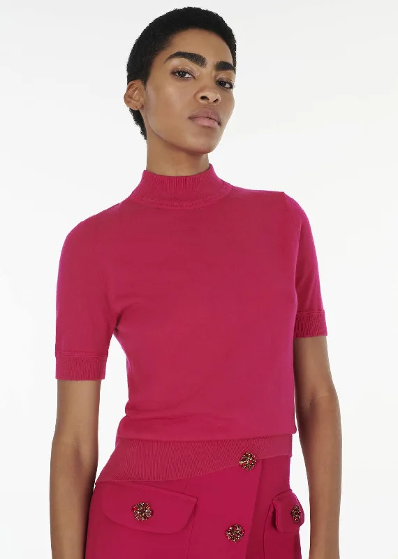 Plus Size Women's Side - Slit Sweaters in Bold Solidsultra-fine cashmere mockneck
