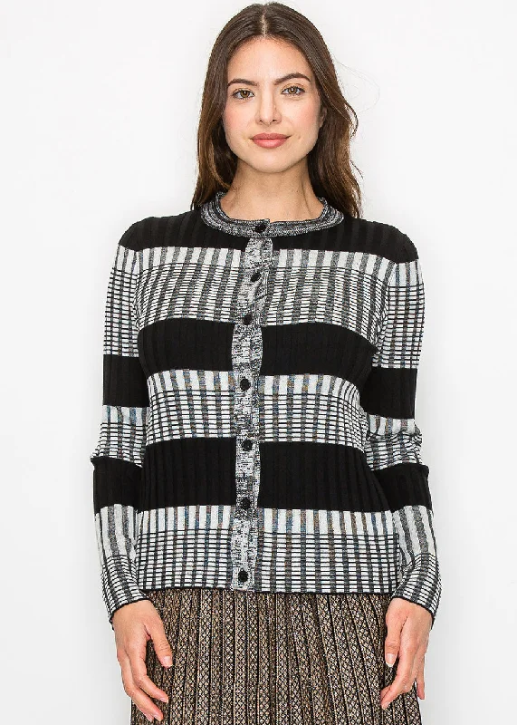 Plus Size Women's Fit - and - Flare Sweater Dresses with Ruffled HemModern Ribbed Stripe Cardigan Plus Size Women's Fit - and - Flare Sweater Dresses with Ruffled HemModern Ribbed Stripe Cardigan