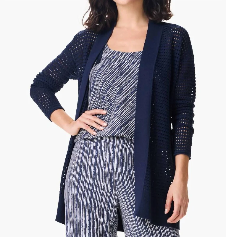 Moonlight Mesh Cardigan In Dk Indigo