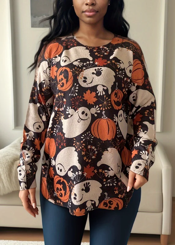 Plus Size Women's Side - Slit Sweaters in Bold SolidsNew Print O Neck Knitting Cotton Sweater Long Sleeve Plus Size Women's Side - Slit Sweaters in Bold SolidsNew Print O Neck Knitting Cotton Sweater Long Sleeve
