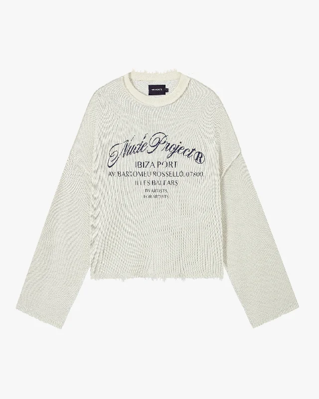 High - Low Hem Women's Cashmere - Blended SweatersIBIZA CREWNECK WHITE