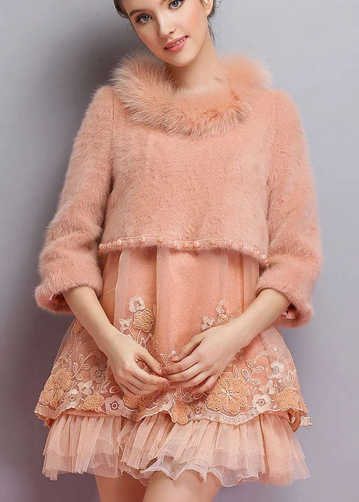Cowl Neck Women's Cashmere Blend Sweater Dresses for WinterOrganic Pink Embroideried Nail bead fashion Winter sweaters Dress Cowl Neck Women's Cashmere Blend Sweater Dresses for WinterOrganic Pink Embroideried Nail bead fashion Winter sweaters Dress