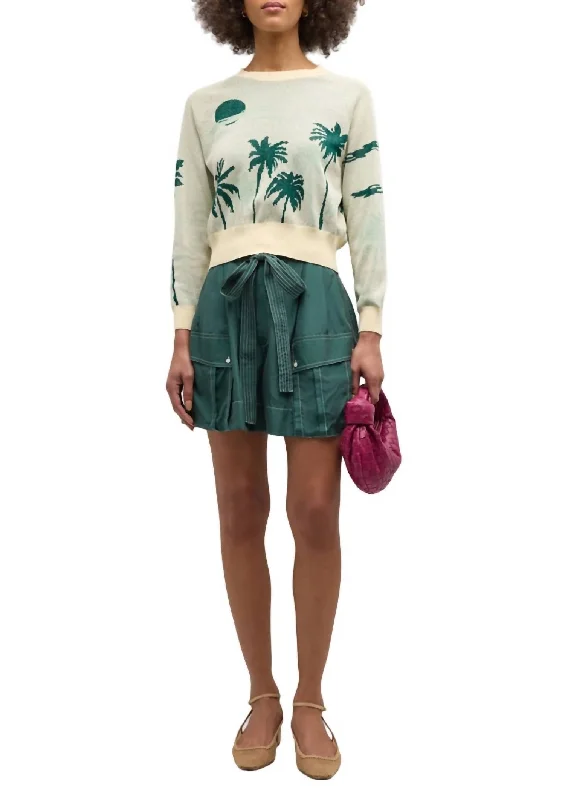 Palm Pullover Sweater In Sea Green