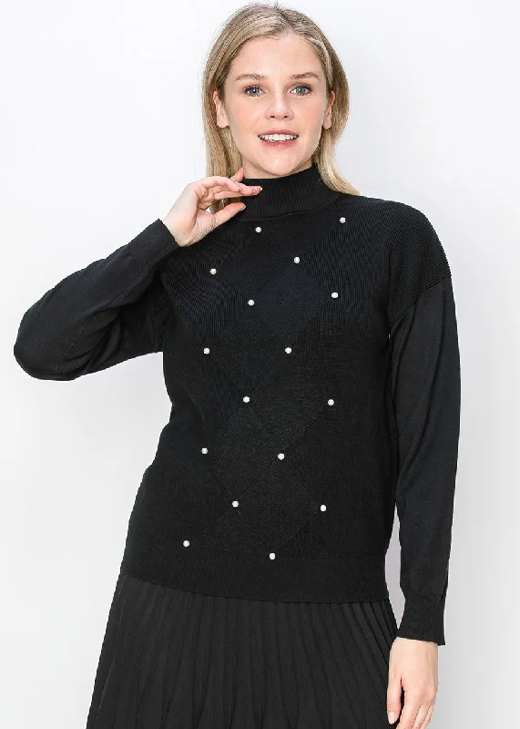 Cowl Neck Women's Cashmere Blend Sweater Dresses for WinterPearl Accent Black Knit Sweater Cowl Neck Women's Cashmere Blend Sweater Dresses for WinterPearl Accent Black Knit Sweater