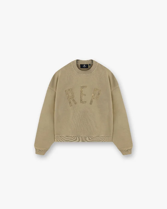 Plus Size Women's Belted Cable Knit SweatersRep Applique Sweater - Fawn
