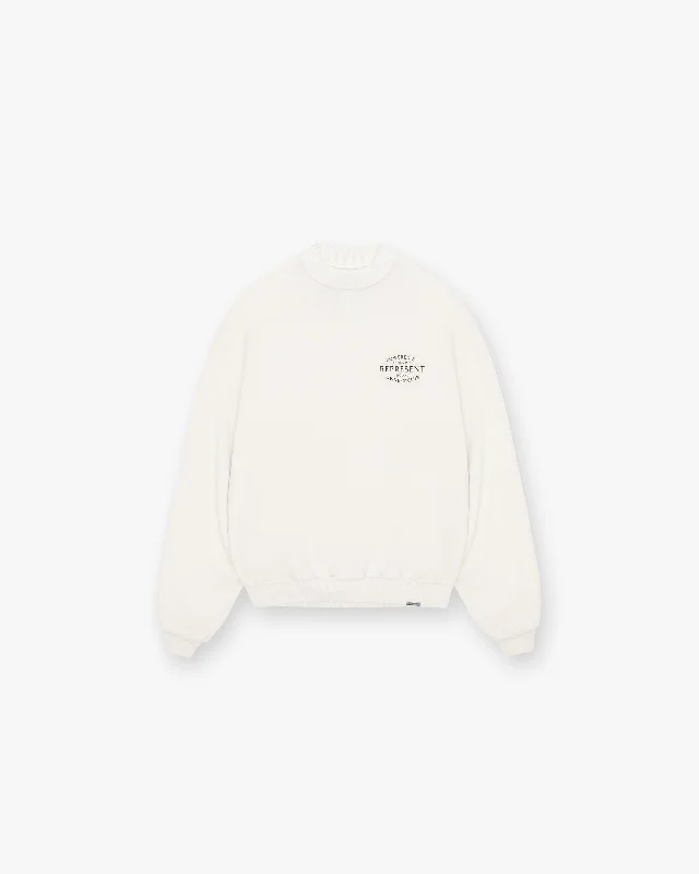 Open - Front Women's Cardigan - Style Mohair SweatersRepresent Owners Club Stamp Sweater - Flat White Open - Front Women's Cardigan - Style Mohair SweatersRepresent Owners Club Stamp Sweater - Flat White