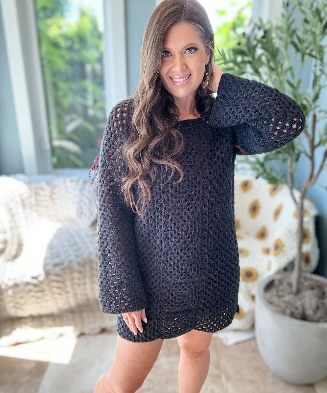 Women's Long Sleeve Turtleneck Cashmere SweatersRetro Granny Crochet Dress
