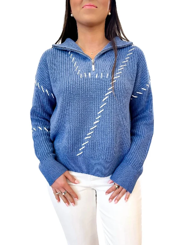 Plus Size Women's Tunic - Style Sweater Dresses with PocketsSewed Up Sweater In Blue Plus Size Women's Tunic - Style Sweater Dresses with PocketsSewed Up Sweater In Blue