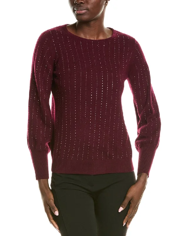 Plus Size Women's Sequined Sweaters for Special Occasionssofiacashmere Blouson Sleeve Cashmere Sweater Plus Size Women's Sequined Sweaters for Special Occasionssofiacashmere Blouson Sleeve Cashmere Sweater