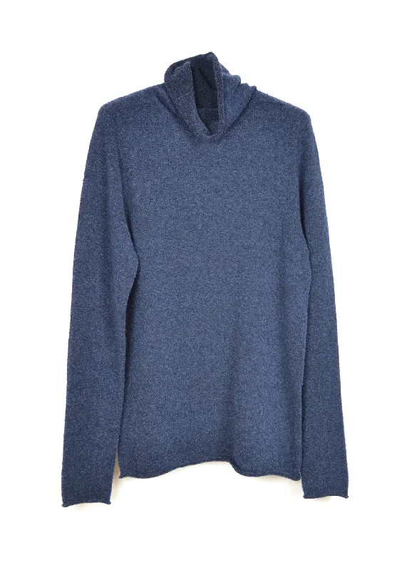 Boat Neck Women's Merino Wool Sweaters in Neutral Shades"SOLANG" SWEATER - BLUE