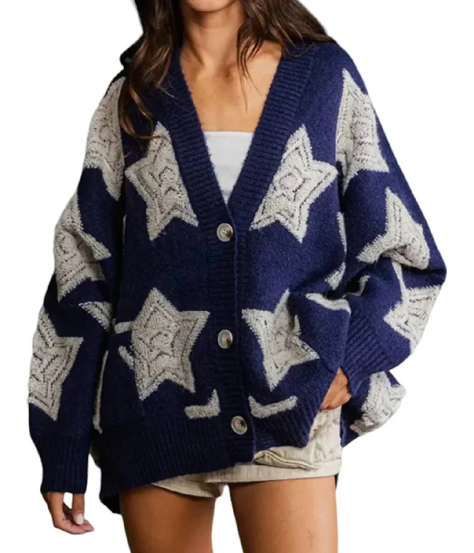 Knee - Length Women's Wool Blend Sweater Dresses in Neutral ColorsStar Spangled Sweater Cardigan In Navy Knee - Length Women's Wool Blend Sweater Dresses in Neutral ColorsStar Spangled Sweater Cardigan In Navy