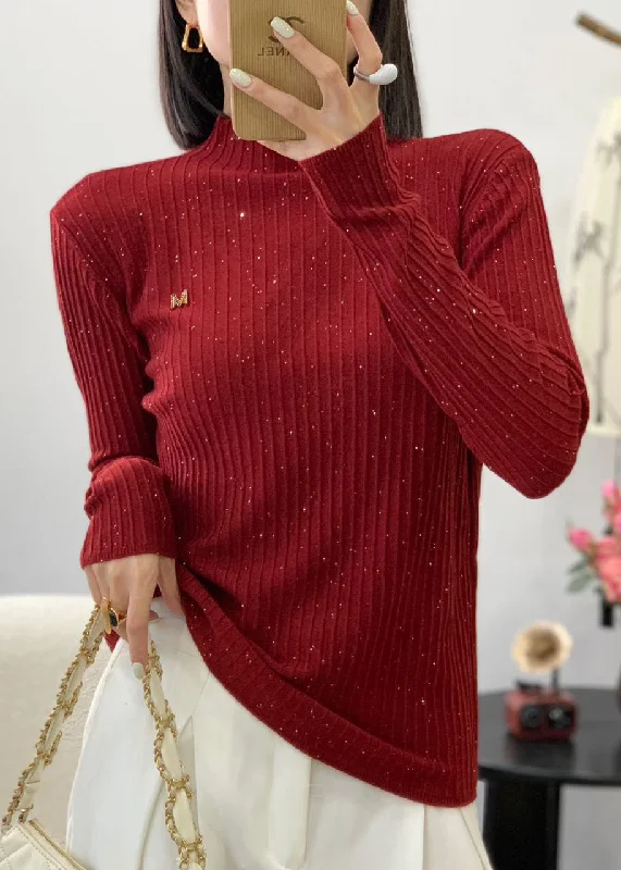 Plus Size Women's Ruffled Hem Sweaters in Floral PrintsStylish Red O Neck Sequins Wool Knit Sweater Fall Plus Size Women's Ruffled Hem Sweaters in Floral PrintsStylish Red O Neck Sequins Wool Knit Sweater Fall