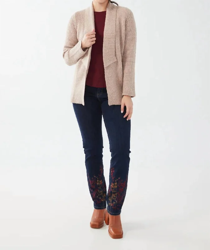 Sweater Cardigan In Tan