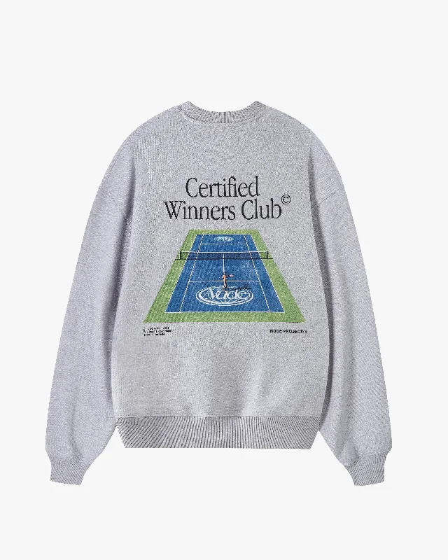 Open - Front Women's Cardigan - Style Mohair SweatersTENNIS CREWNECK GREY MELANGE