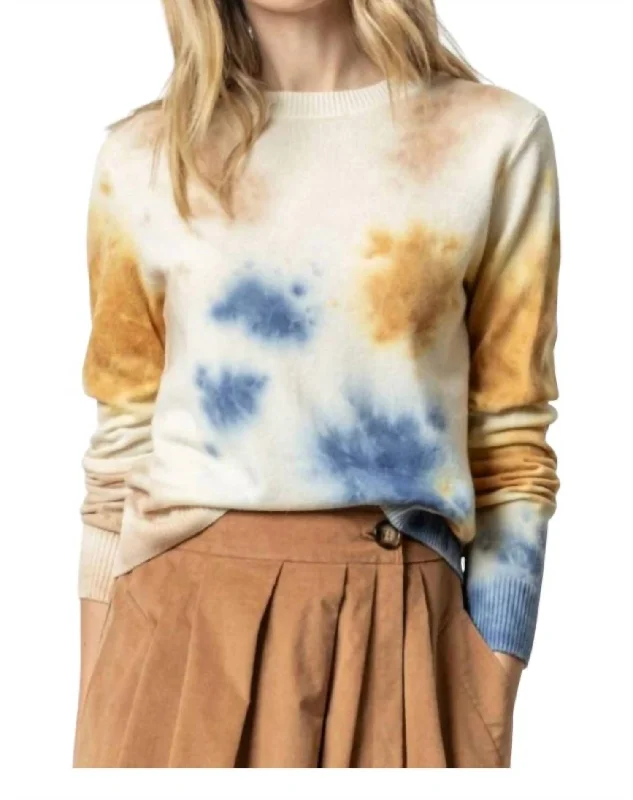 Tie Dyed Crewneck Sweater In Lapis Multi