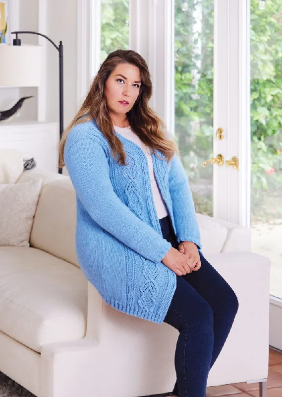 Plus Size Women's Sequined Sweaters for Special OccasionsTwisted Cable Cardi