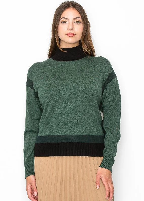 Plus Size Women's Turtleneck Sweater Dresses with Side SlitsTwo-Tone Turtleneck Pullover Plus Size Women's Turtleneck Sweater Dresses with Side SlitsTwo-Tone Turtleneck Pullover