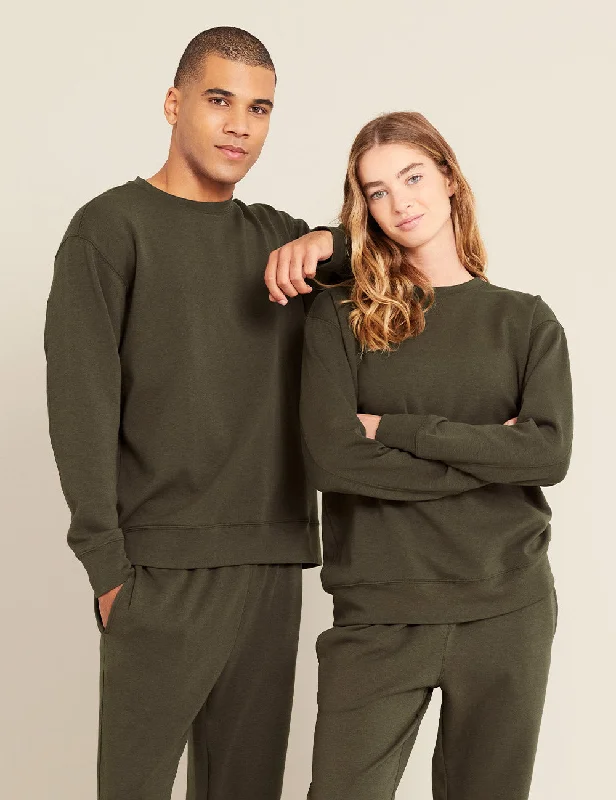 Distressed Women T Shirt with a Laid - Back AestheticUnisex Crew Neck Sweater - Dark Olive Distressed Women T Shirt with a Laid - Back AestheticUnisex Crew Neck Sweater - Dark Olive