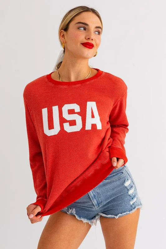 Plus Size Women's Belted Cable Knit SweatersUSA Round Neck Thermal Sweatshirt