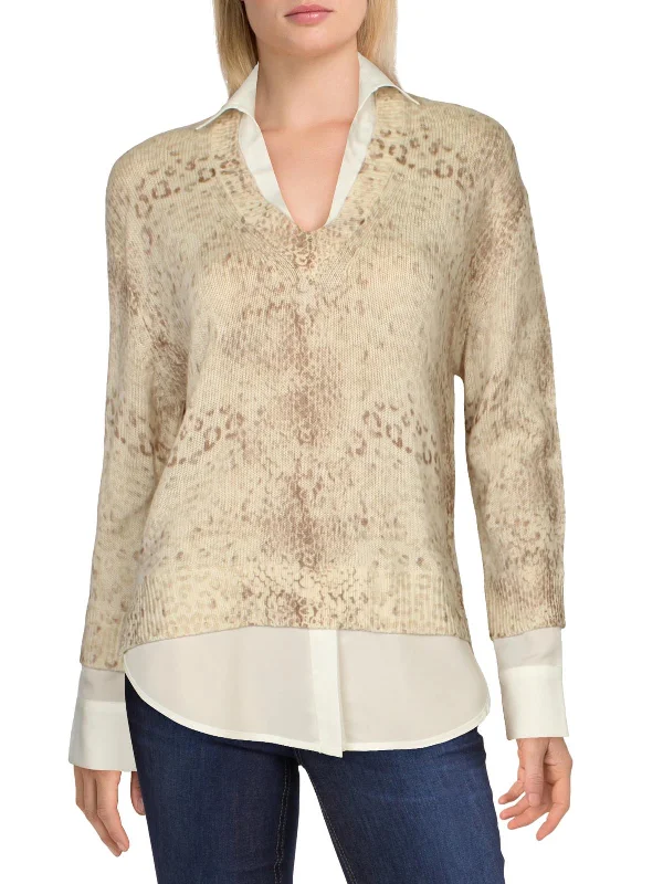 Plus Size Women's Belted Cable Knit SweatersWomens Cashmere Blend Animal Print V-Neck Sweater Plus Size Women's Belted Cable Knit SweatersWomens Cashmere Blend Animal Print V-Neck Sweater