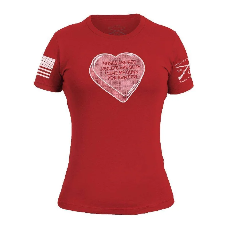 Striped Women T Shirt in a Classic PatternWomen's Pew Pew Poem Slim-Fit T-Shirt - Red Striped Women T Shirt in a Classic PatternWomen's Pew Pew Poem Slim-Fit T-Shirt - Red