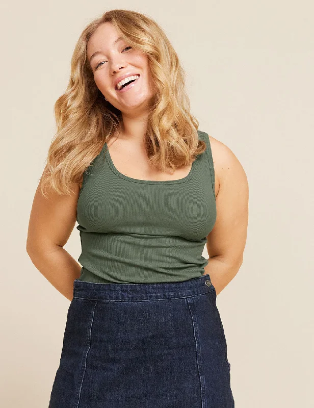 Tie - Dye Women T Shirt with a Bohemian VibeWomen's Ribbed Tank Top - Moss