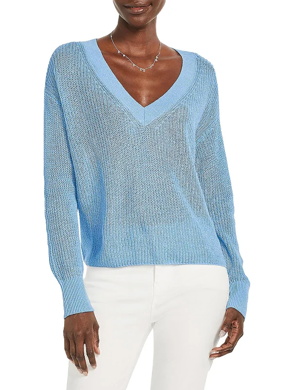 Bell - Sleeve Women's Mohair - Wool Blend SweatersWomens Ribbed Trim Cropped V-Neck Sweater Bell - Sleeve Women's Mohair - Wool Blend SweatersWomens Ribbed Trim Cropped V-Neck Sweater